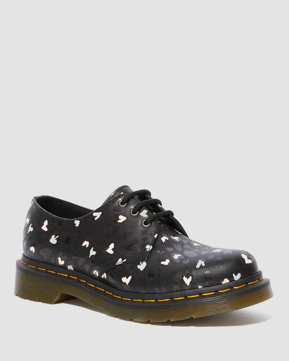 Dr Martens 1461 Kožené Wild Heart Printed Oxford Topánky Damske ( Čierne/Biele ) SK 594-UJFHKY